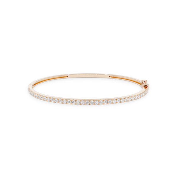 14K Solid Gold 1 Row Diamond Bangle-4