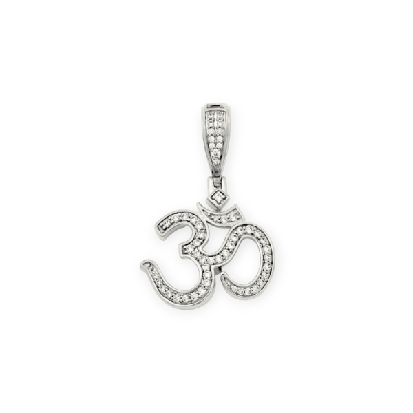 14K Solid Gold Channel Setting Om Diamond Pendant-2