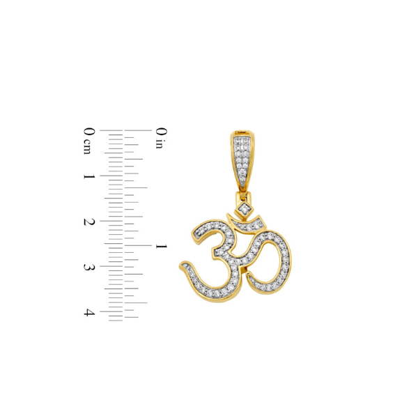14K Solid Gold Channel Setting Om Diamond Pendant-4