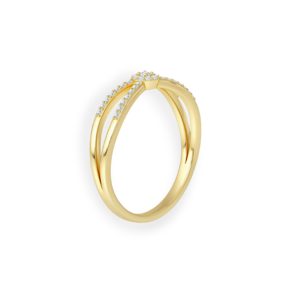 Elegant 14K Solid Gold 2 Band Diamond Ring-2