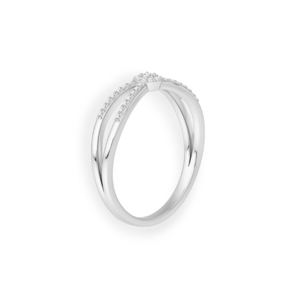 Elegant 14K Solid Gold 2 Band Diamond Ring-4