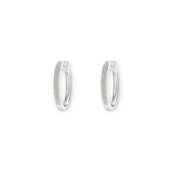 14K Solid Gold Diamond Channel Setting Hoop Earrings