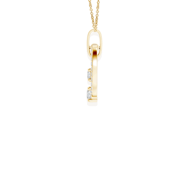 14K Solid Gold Hanging Tow Circle Diamond Necklace-4