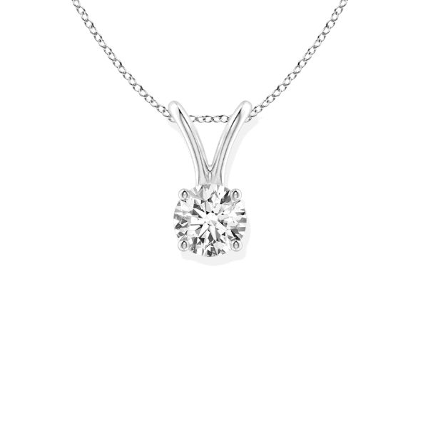 14K Solid Gold Round Cut Four Prong Solitaire Diamond Pendant - IGI Certified