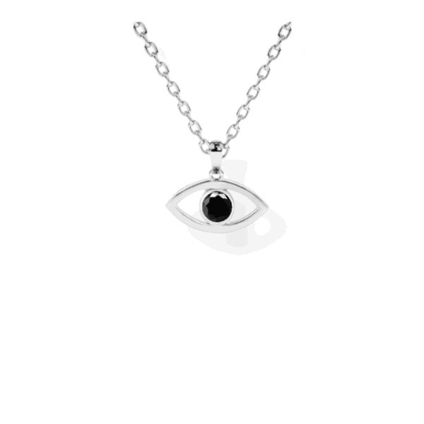 14K Solid Gold Solitaire Evil Eye Necklace-2