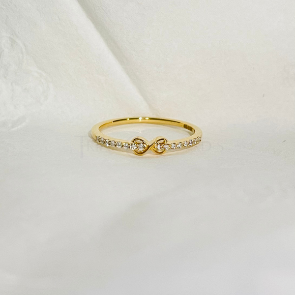 Infinity Style 14K Solid Gold Pave Diamond Fashion Ring Band-1