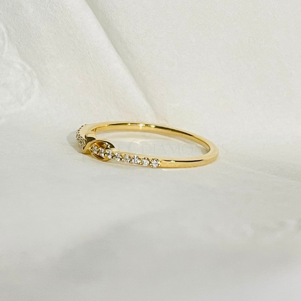 Infinity Style 14K Solid Gold Pave Diamond Fashion Ring Band-3