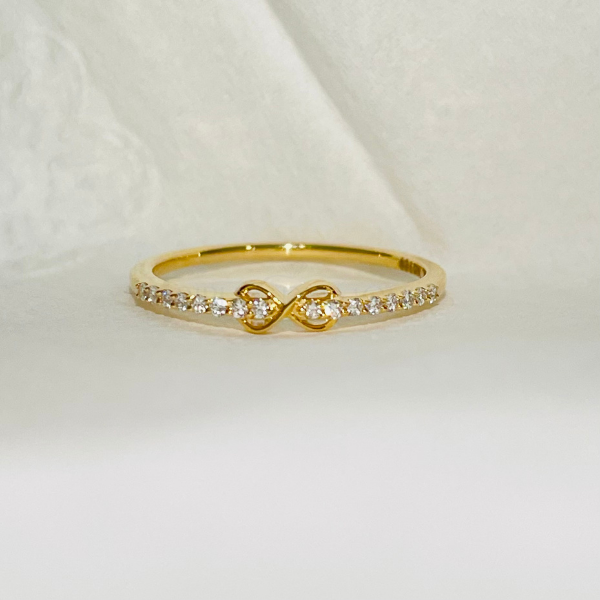 Infinity Style 14K Solid Gold Pave Diamond Fashion Ring Band-4