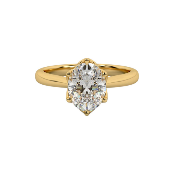 3 Carat Oval Cut Cathedral Setting Hidden Halo Solitaire Diamond 14K Solid Gold Ring-1