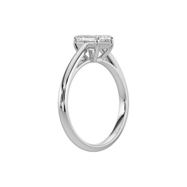 Emerald Cut Cathedral Setting Solitaire Diamond 14K Solid Gold Engagement Ring-3