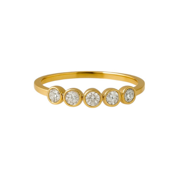 Bezel Setting 14K Solid Gold 5 Diamond Ring for Everyday Wear-1