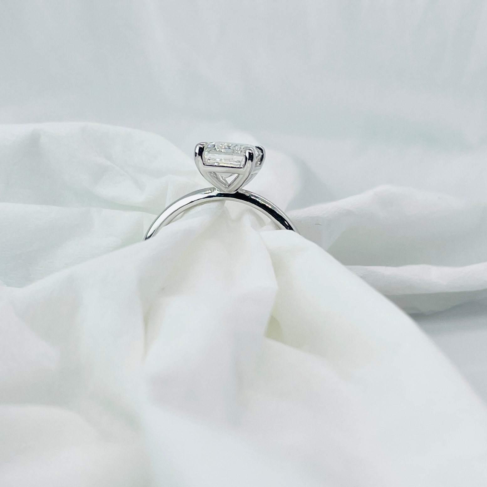 Emerald Cut Diamond Solitaire 14K Solid Gold Engagement Ring IGI Certified-4