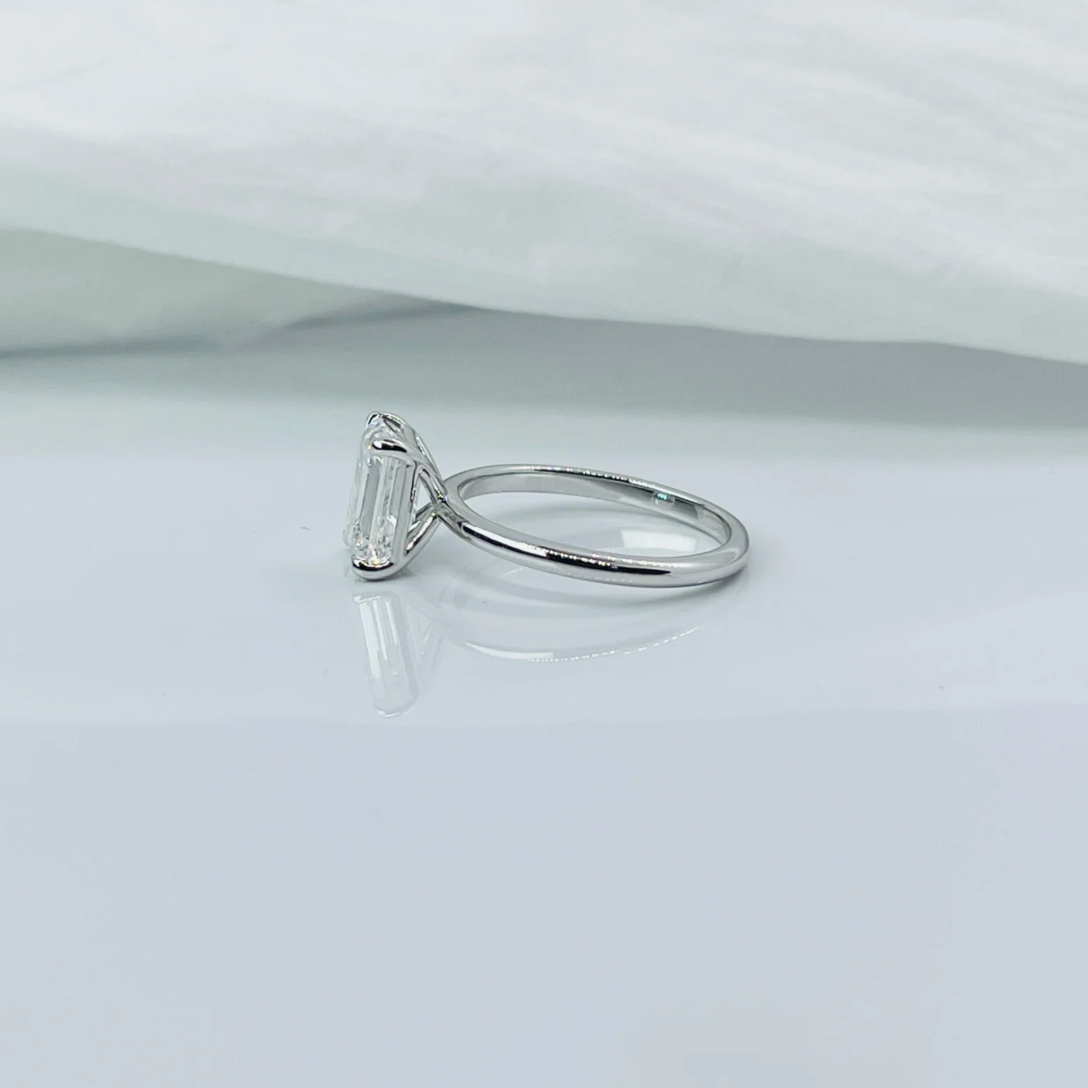 Emerald Cut Diamond Solitaire 14K Solid Gold Engagement Ring IGI Certified-2