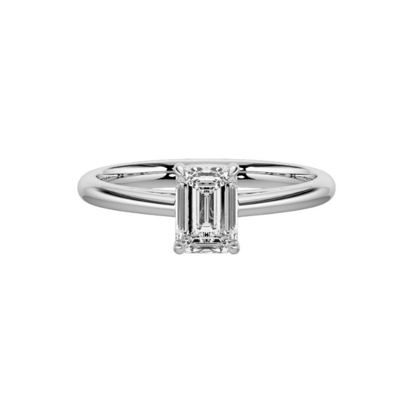 Emerald Cut Cathedral Setting Solitaire Diamond 14K Solid Gold Engagement Ring-1