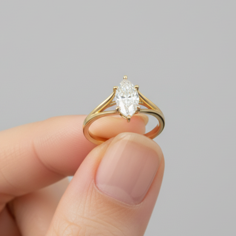 2.00 Carat Marquise Cut Diamond 14K Solid Gold Solitaire Engagement Ring-0