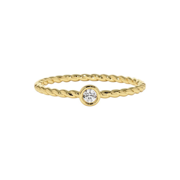 14K Solid Gold Diamond Twisted Bezel Setting Fashion Ring For Women-1