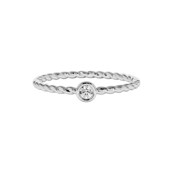 14K Solid Gold Diamond Twisted Bezel Setting Fashion Ring For Women-3