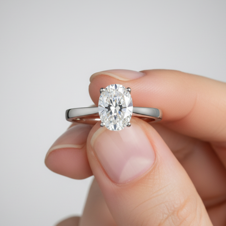 3.00 CT Oval Cut Solitaire Cathedral Settings 14K Solid Gold Diamond Ring IGI Certified-0