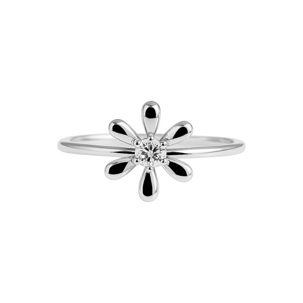 14K Solid Gold Flower Design Fashion Diamond Ring