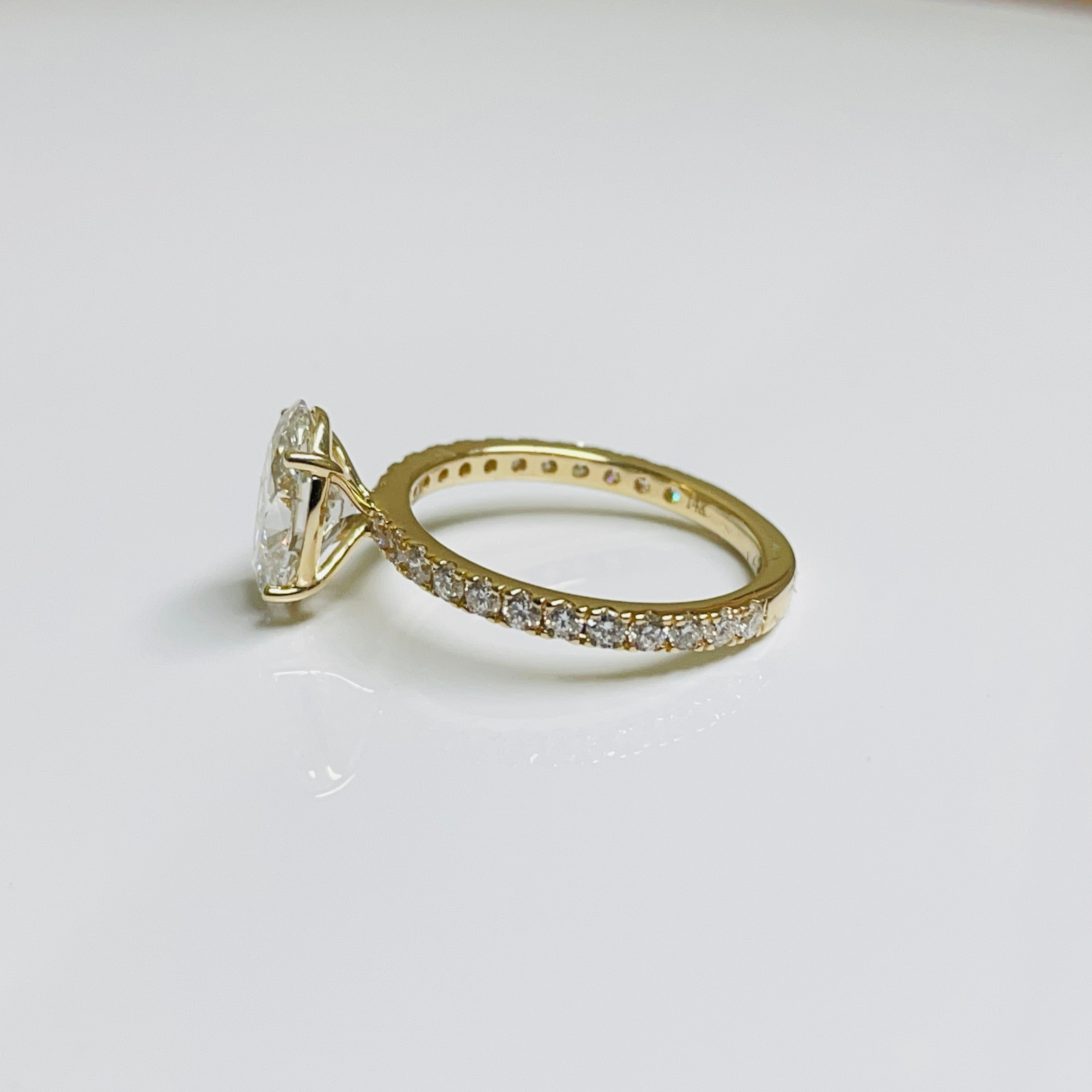 2 to 4 Carat Oval Cut Pave Setting 14K Solid Gold Solitaire Diamond Engagement Ring-4