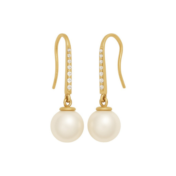 8.00MM Real South Sea Pearl Dangling Diamond 14K Solid Gold Earrings-4