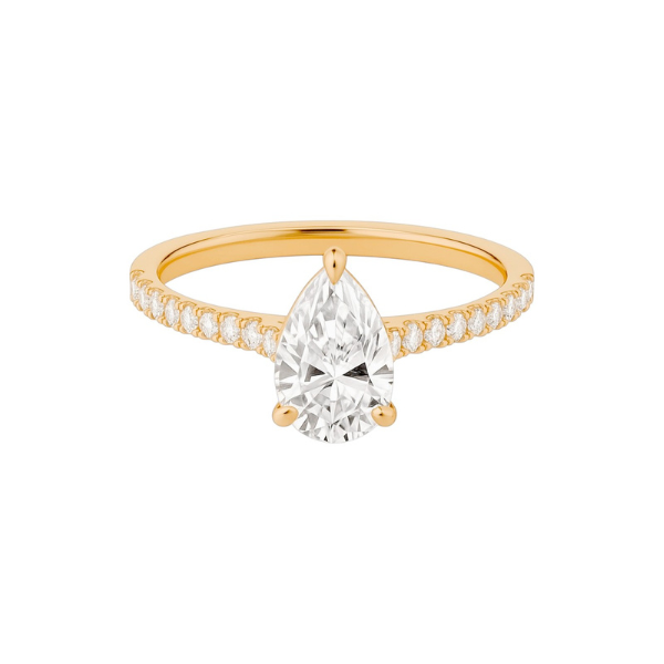 2 Carat Pear Shape Cathedral Setting 14K Solid Gold Diamond Engagement Ring-5