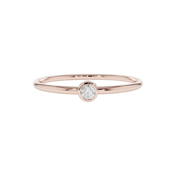 Regular Bazel setting 14K Solid Gold Diamond Fashion Ring for Her-5