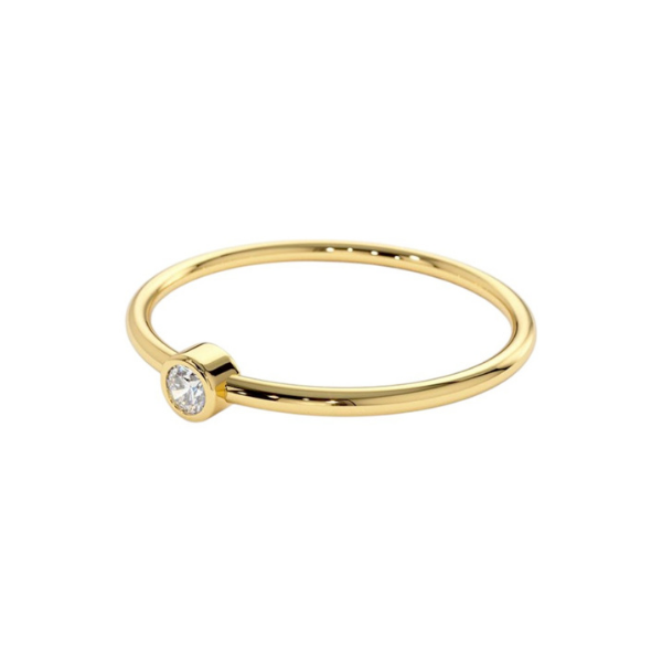 Regular Bazel setting 14K Solid Gold Diamond Fashion Ring for Her-2