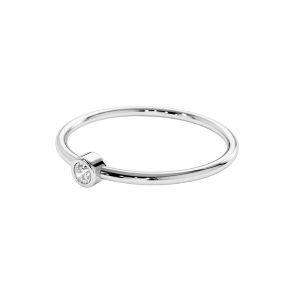 Regular Bazel setting 14K Solid Gold Diamond Fashion Ring for Her-4