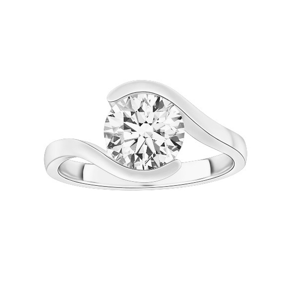 Tension Setting Round Cut 14K Solid Gold Twisted Diamond Rings IGI Certified-4