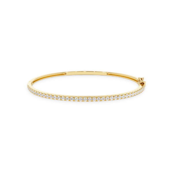 14K Solid Gold 1 Row Diamond Bangle-1