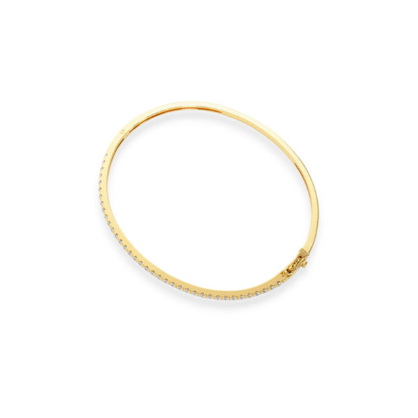 14K Solid Gold 1 Row Diamond Bangle-2
