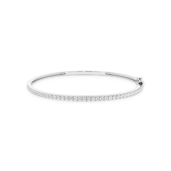 14K Solid Gold 1 Row Diamond Bangle-3