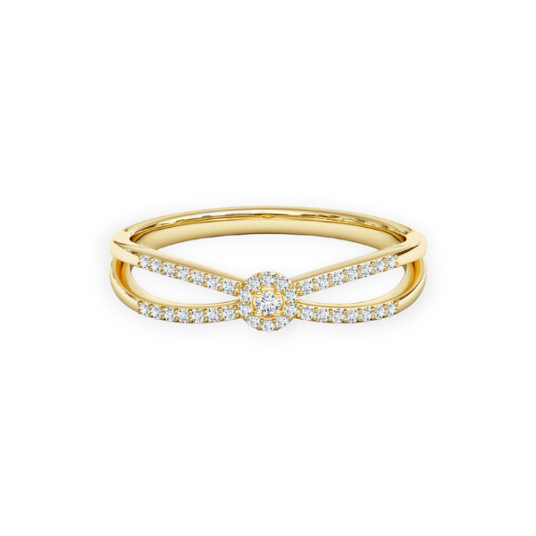 Elegant 14K Solid Gold 2 Band Diamond Ring-1