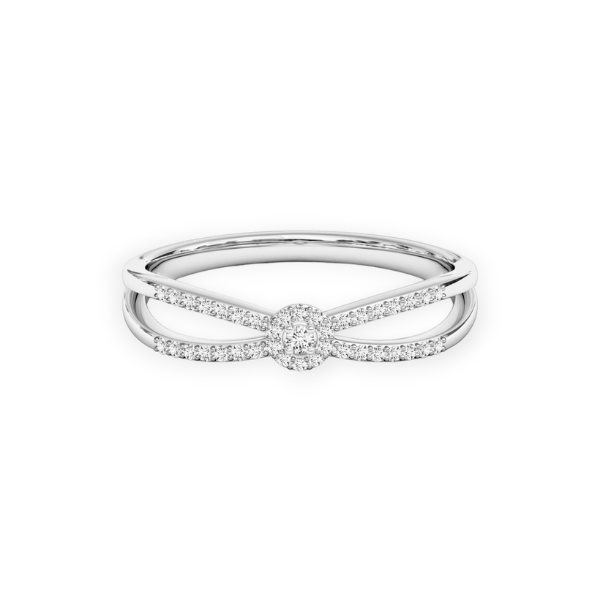 Elegant 14K Solid Gold 2 Band Diamond Ring-3