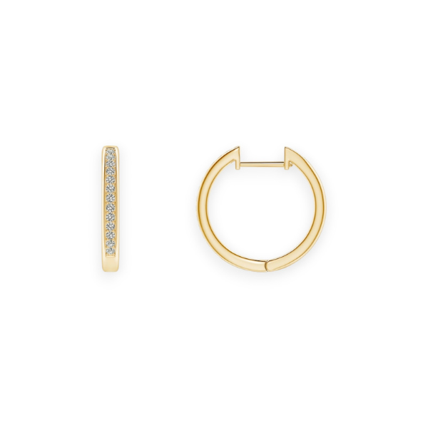 14K Solid Gold Diamond Channel Setting Hoop Earrings