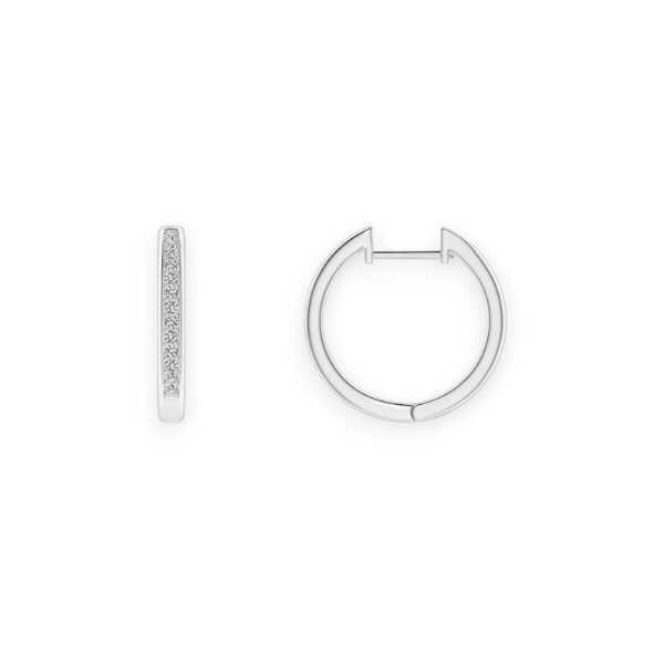 14K Solid Gold Diamond Channel Setting Hoop Earrings