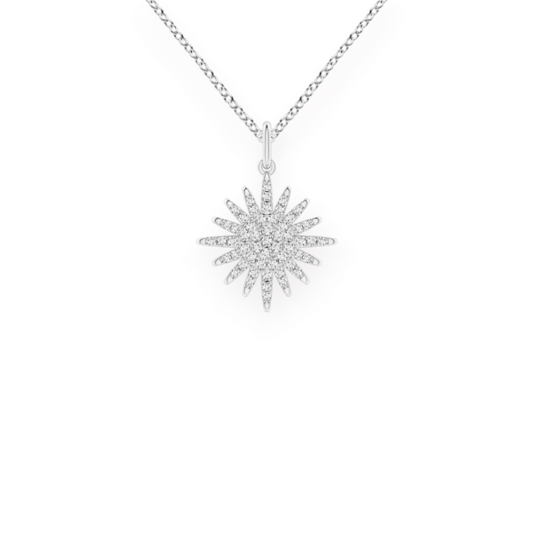14K Solid Gold The Glory of Sun Diamond Necklace-2