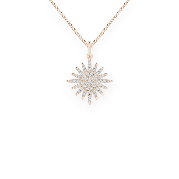 14K Solid Gold The Glory of Sun Diamond Necklace-4