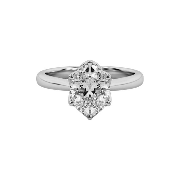 3 Carat Oval Cut Cathedral Setting Hidden Halo Solitaire Diamond 14K Solid Gold Ring-4
