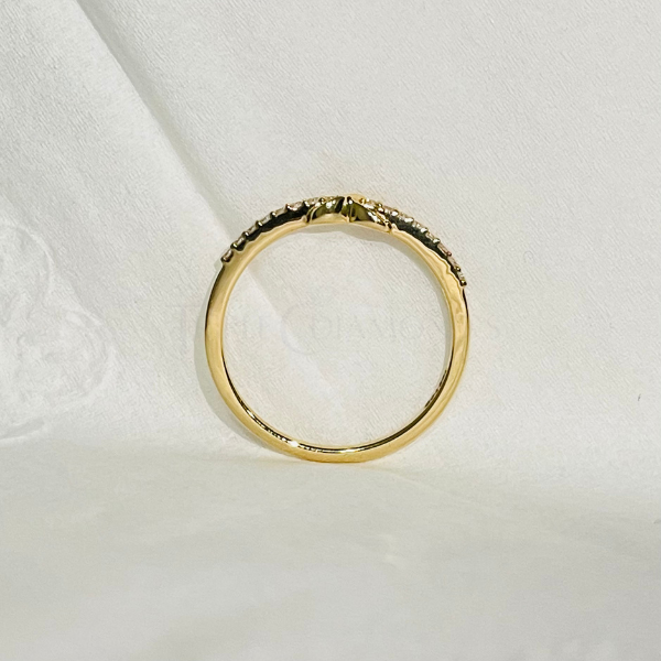 Infinity Style 14K Solid Gold Pave Diamond Fashion Ring Band-2