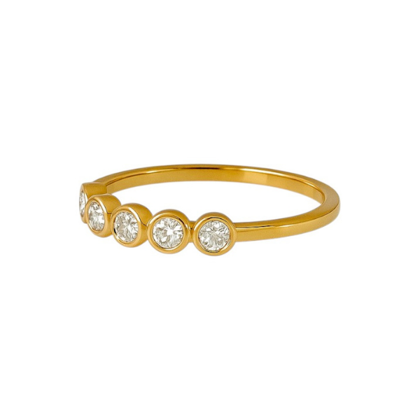 Bezel Setting 14K Solid Gold 5 Diamond Ring for Everyday Wear-2