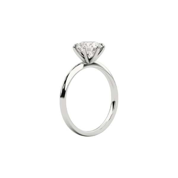 6 Prong Solitaire Diamond 14K Solid Gold Dome Band Engagement Ring IGI Certified-2