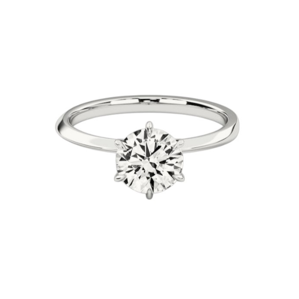 6 Prong Solitaire Diamond 14K Solid Gold Dome Band Engagement Ring IGI Certified-1