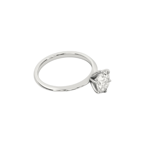 6 Prong Solitaire Diamond 14K Solid Gold Dome Band Engagement Ring IGI Certified-3