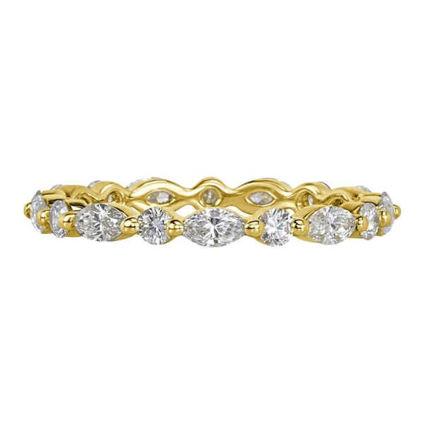 Marquise and Round Cut 14K Solid Gold Diamond Eternity Band-1