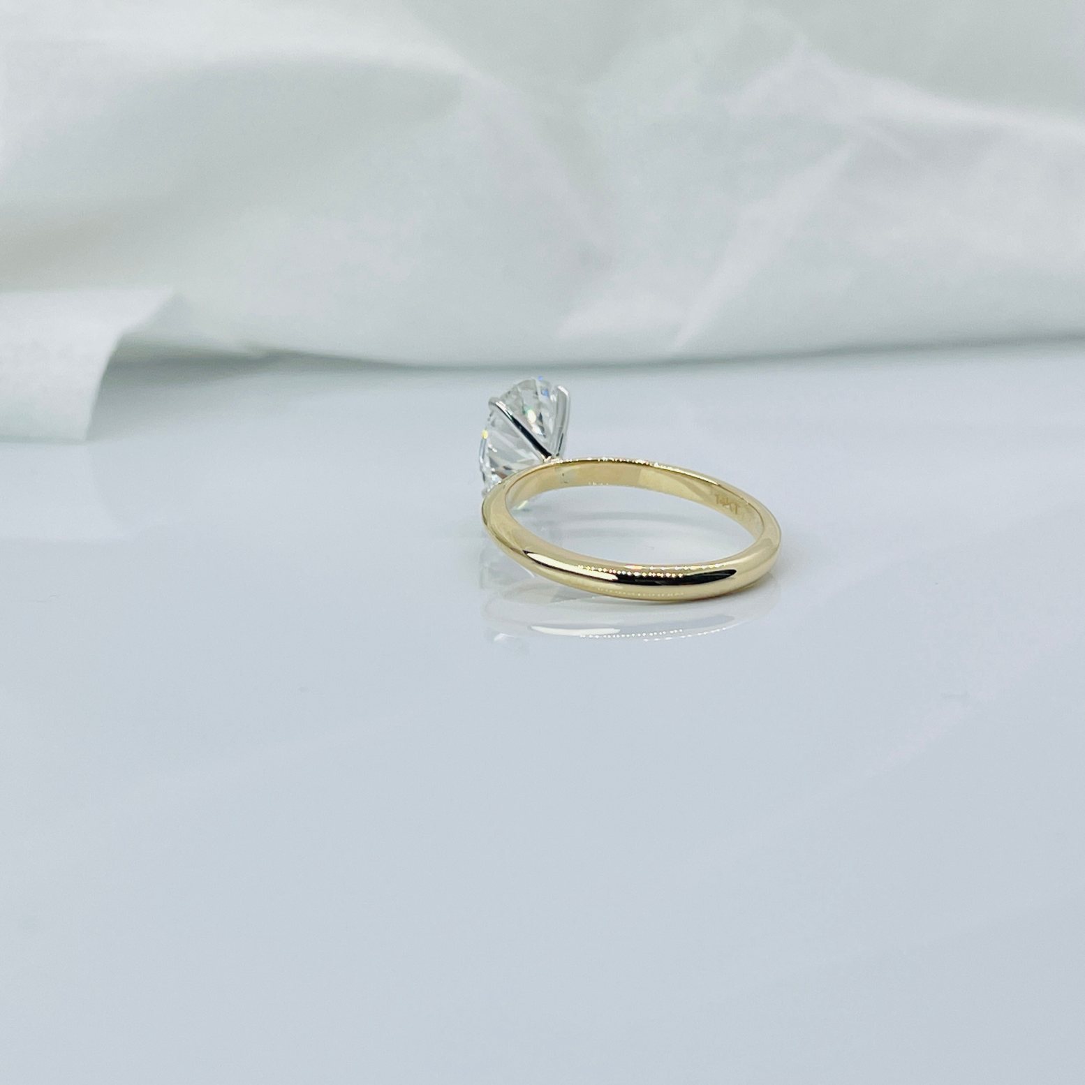 Two Tone Oval Cut 14K Solid Gold Solitaire Diamond Engagement Ring-2