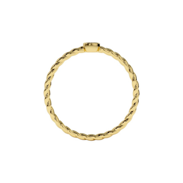 14K Solid Gold Diamond Twisted Bezel Setting Fashion Ring For Women-2