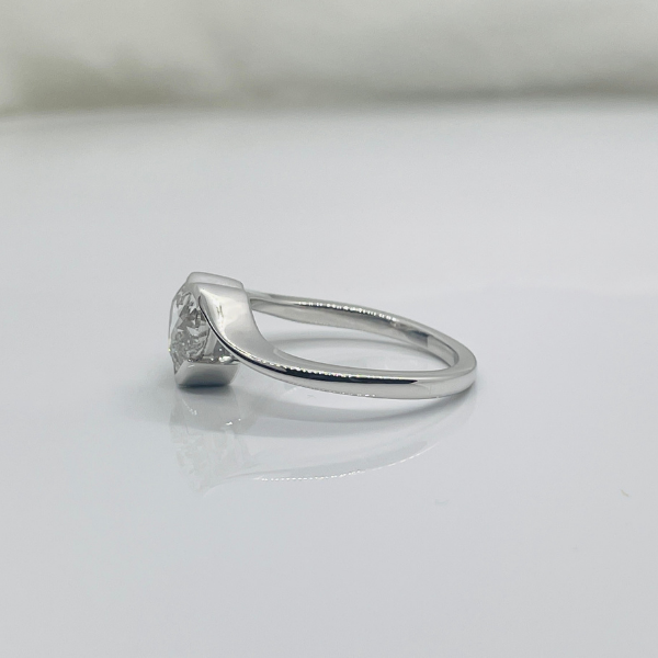 Heart Shape Solitaire Diamond Bypass Setting 14K Solid Gold Ring-4