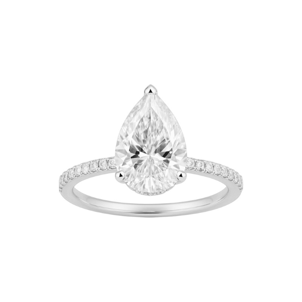 2 Carat Pear Shape Hidden Halo 14K Solid Gold Diamond Engagement Ring-3